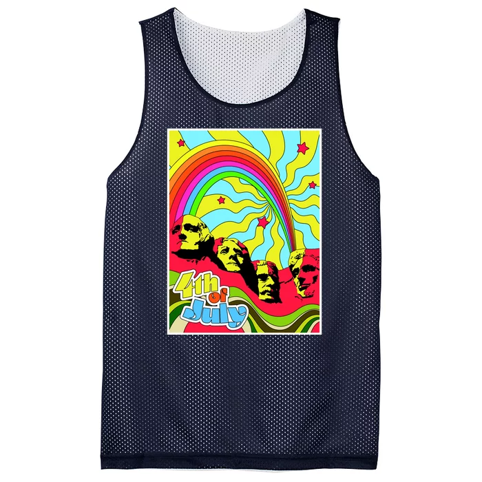 Mount Rushmore 4th of July Abstract Mesh Reversible Basketball Jersey Tank