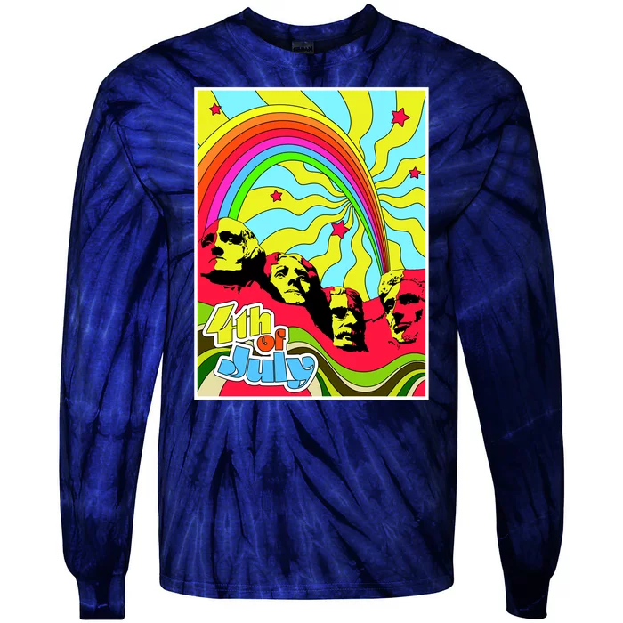 Mount Rushmore 4th of July Abstract Tie-Dye Long Sleeve Shirt