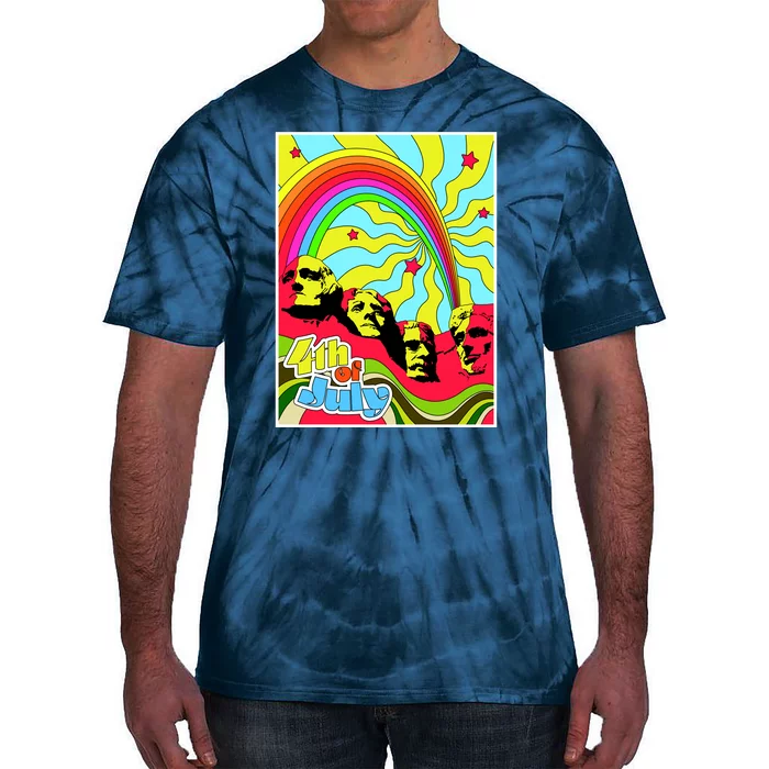 Mount Rushmore 4th of July Abstract Tie-Dye T-Shirt