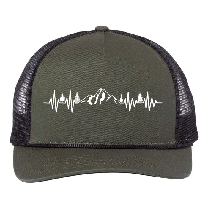 Mountain Heartbeat Pulse Retro Rope Trucker Hat Cap