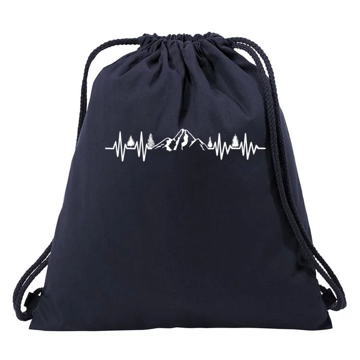 Mountain Heartbeat Pulse Drawstring Bag