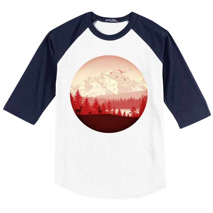 Mountain Wilderness Wildlife Baseball Sleeve Shirt