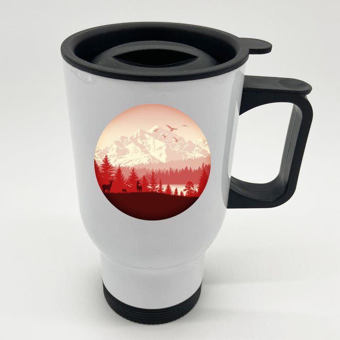 Mountain Wilderness Wildlife Front & Back Stainless Steel Travel Mug