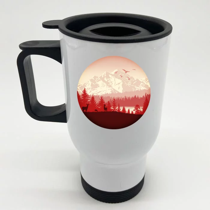 Mountain Wilderness Wildlife Front & Back Stainless Steel Travel Mug