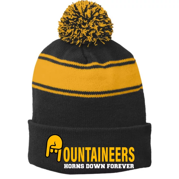 Mountainiers Hornbs Down Forever Stripe Pom Pom Beanie