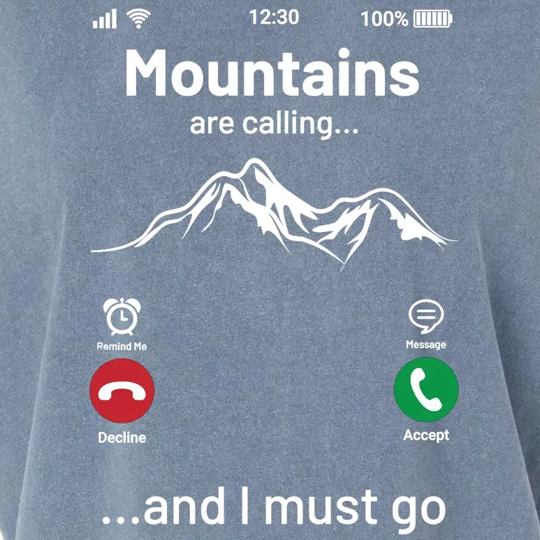 Mountains Are Calling Funny Nature Design Garment-Dyed Women's Muscle Tee