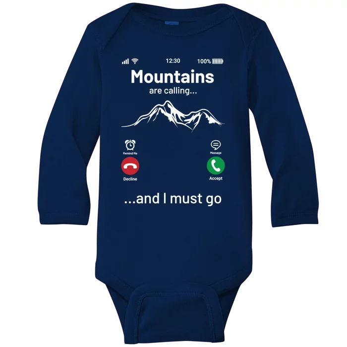 Mountains Are Calling Funny Nature Design Baby Long Sleeve Bodysuit