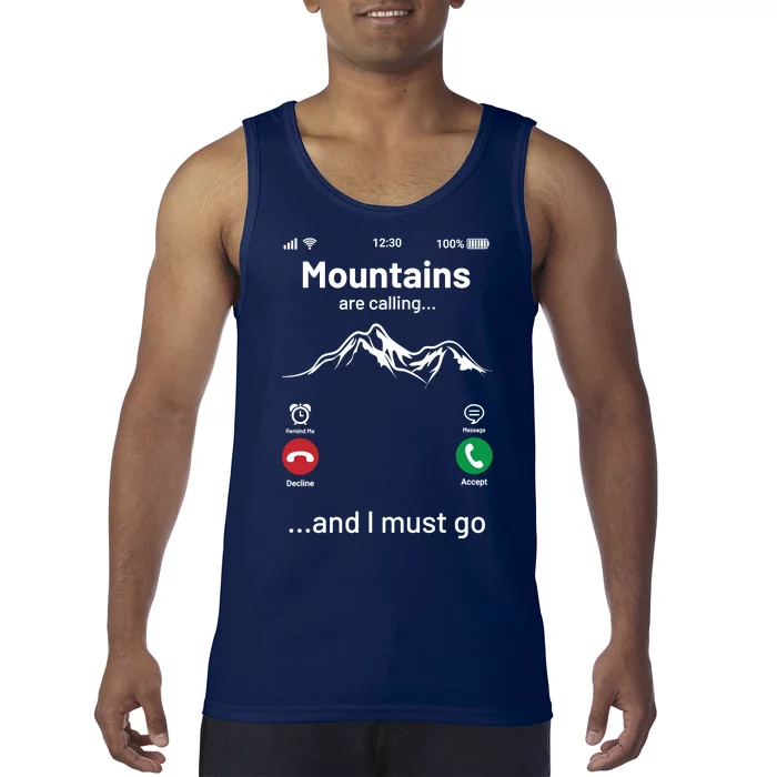 Mountains Are Calling Funny Nature Design Tank Top