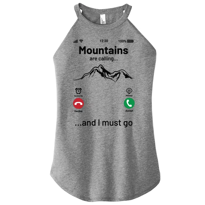 Mountains Are Calling Funny Nature Design Women’s Perfect Tri Rocker Tank