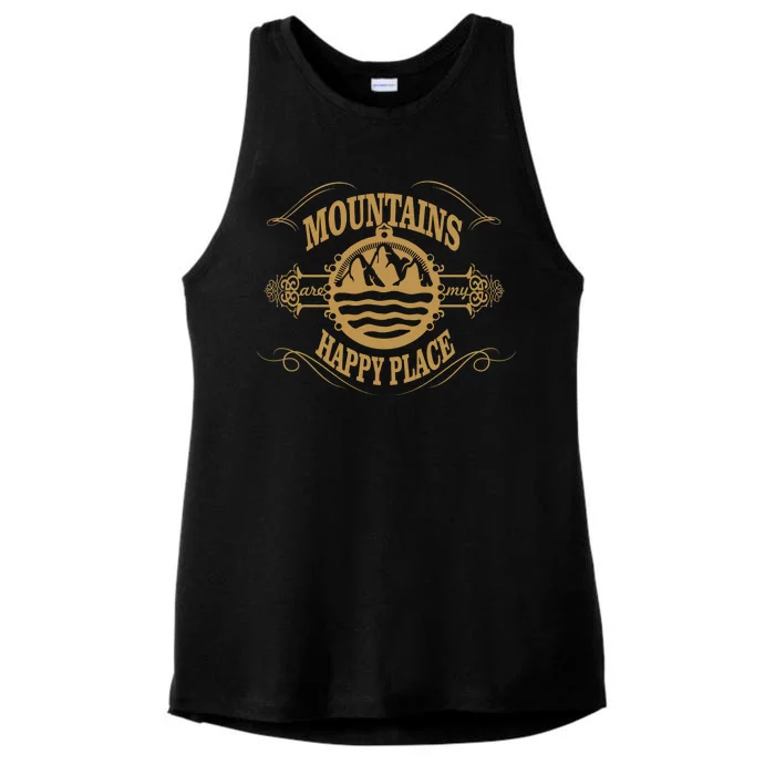 Mountains Are My Happy Place Ladies Tri-Blend Wicking Tank