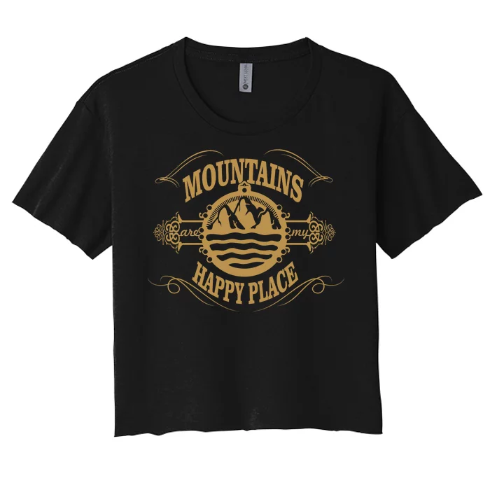 Mountains Are My Happy Place Women's Crop Top Tee