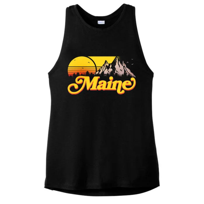 Mountains In Maine Ladies Tri-Blend Wicking Tank