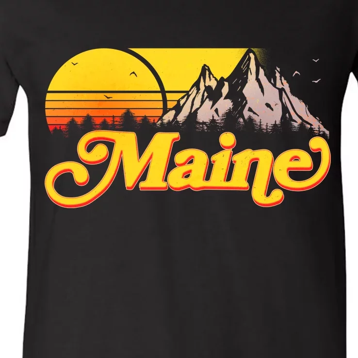 Mountains In Maine V-Neck T-Shirt