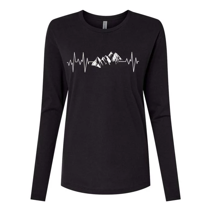 Mountains In My Heartbeat Pulse Womens Cotton Relaxed Long Sleeve T-Shirt