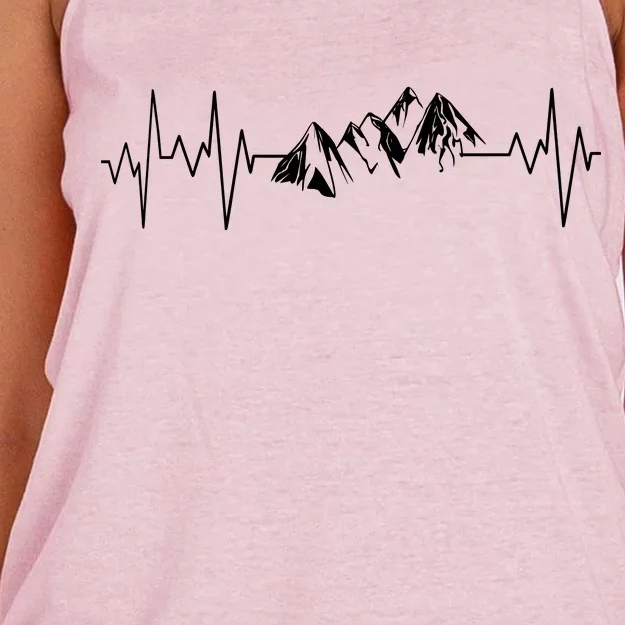 Mountains In My Heartbeat Pulse Women's Knotted Racerback Tank