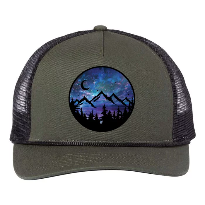 Mountains Star Night Sky Retro Rope Trucker Hat Cap