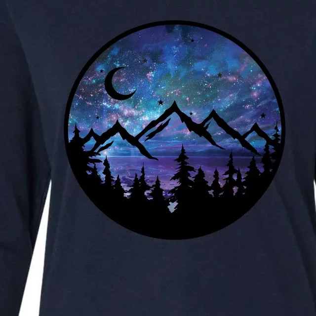 Mountains Star Night Sky Womens Cotton Relaxed Long Sleeve T-Shirt