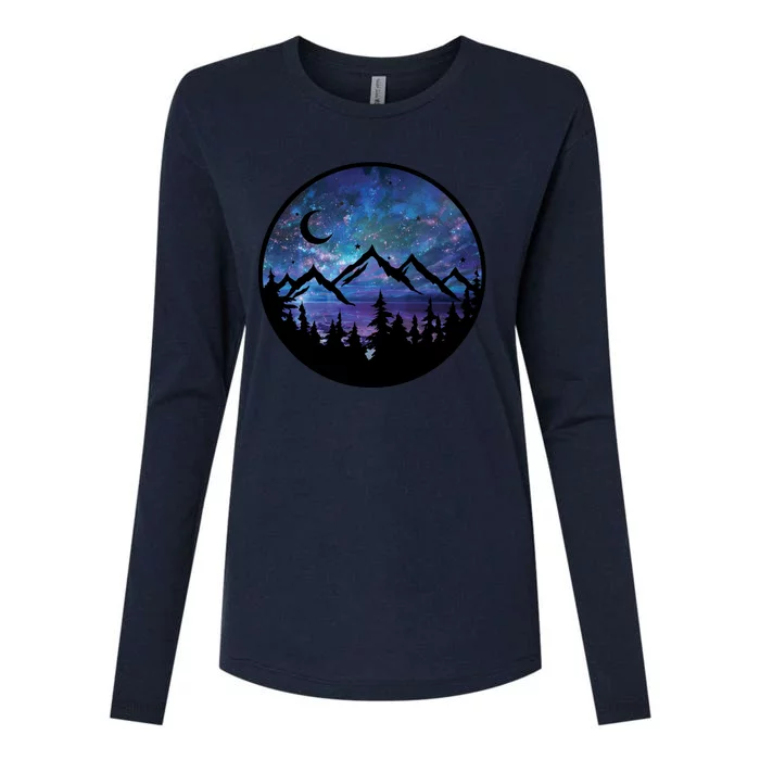 Mountains Star Night Sky Womens Cotton Relaxed Long Sleeve T-Shirt