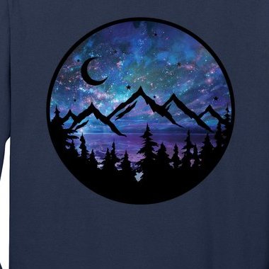 Mountains Star Night Sky Long Sleeve Shirt