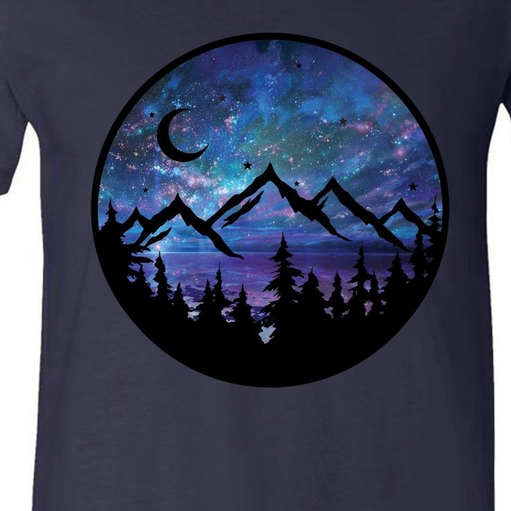 Mountains Star Night Sky V-Neck T-Shirt