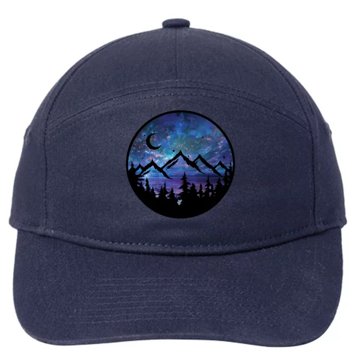 Mountains Star Night Sky 7-Panel Snapback Hat