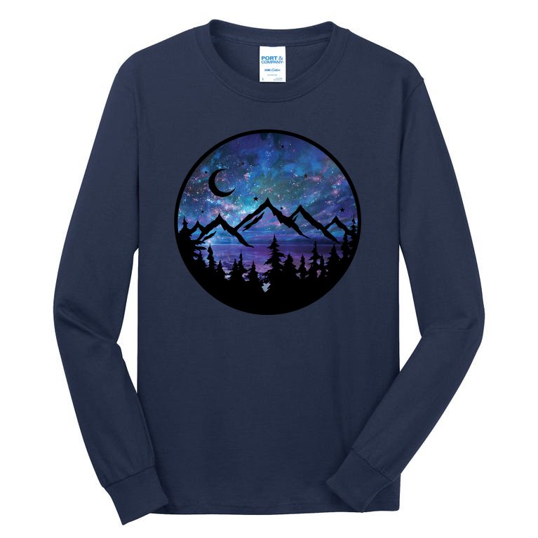 Mountains Star Night Sky Tall Long Sleeve T-Shirt
