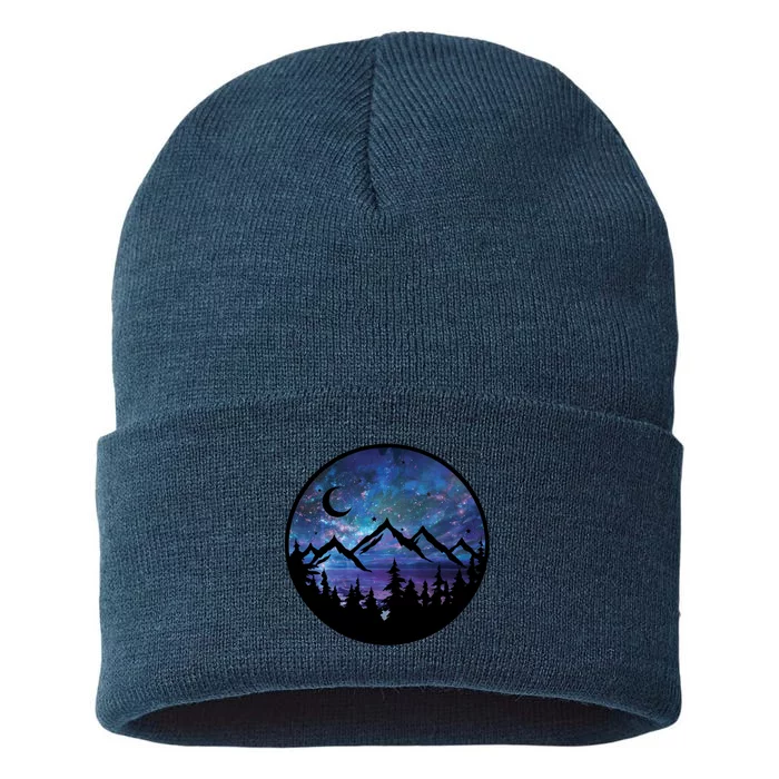 Mountains Star Night Sky Sustainable Knit Beanie