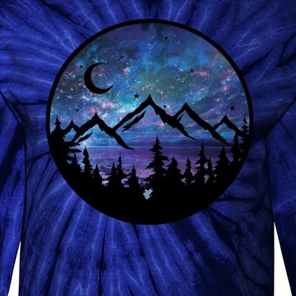 Mountains Star Night Sky Tie-Dye Long Sleeve Shirt