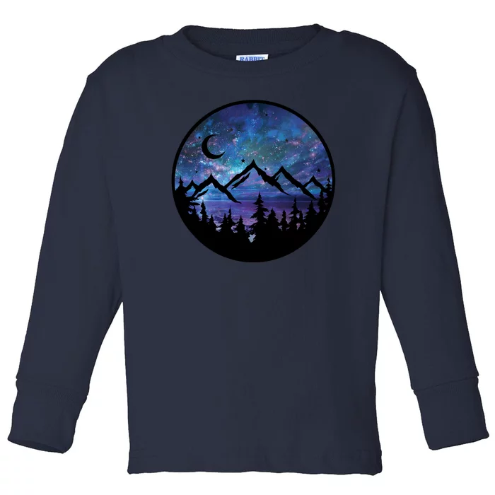 Mountains Star Night Sky Toddler Long Sleeve Shirt