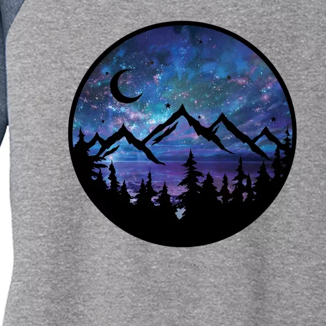 Mountains Star Night Sky Women's Tri-Blend 3/4-Sleeve Raglan Shirt