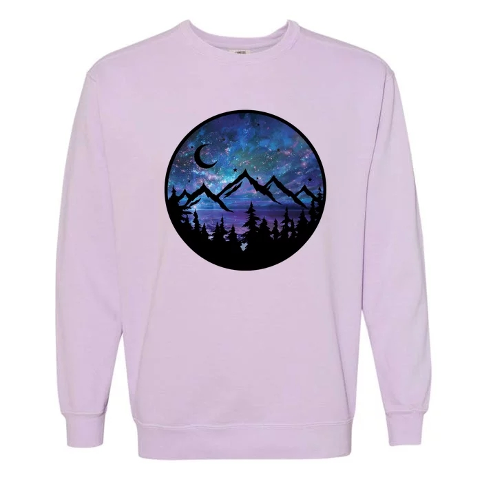 Mountains Star Night Sky Garment-Dyed Sweatshirt