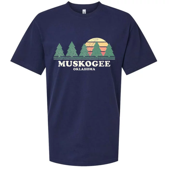 Muskogee Ok Vintage Throwback Retro 70s Design Sueded Cloud Jersey T-Shirt