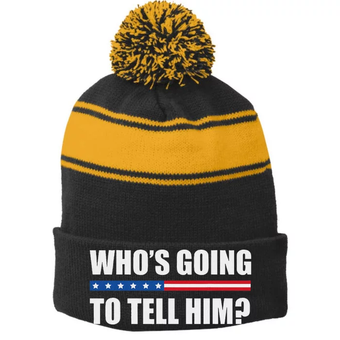 Michelle Obama WhoS Going To Tell Him Funny Black Jobs Stripe Pom Pom Beanie