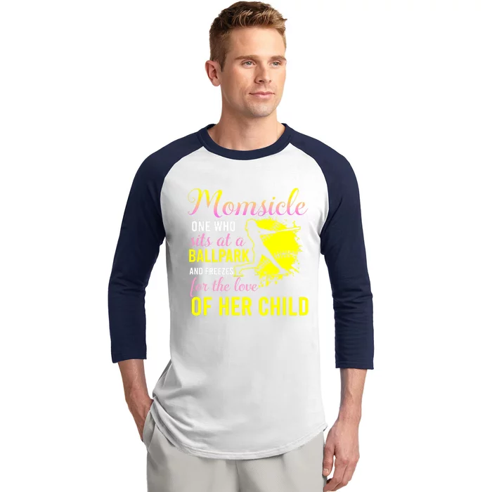 Momsicle One Who Sits At A Ballpark Baseball Sleeve Shirt