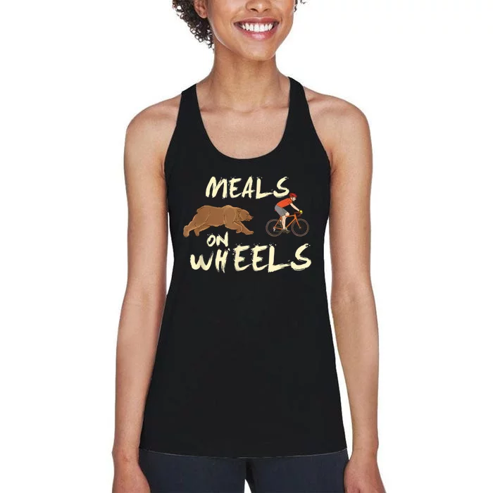 Meals On Wheels Cycling & Nature Design For Mountain Biker Women's Racerback Tank