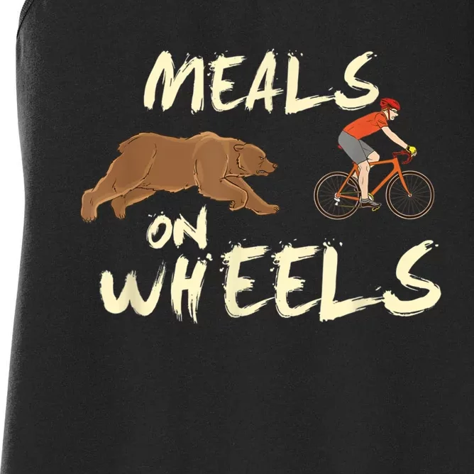 Meals On Wheels Cycling & Nature Design For Mountain Biker Women's Racerback Tank