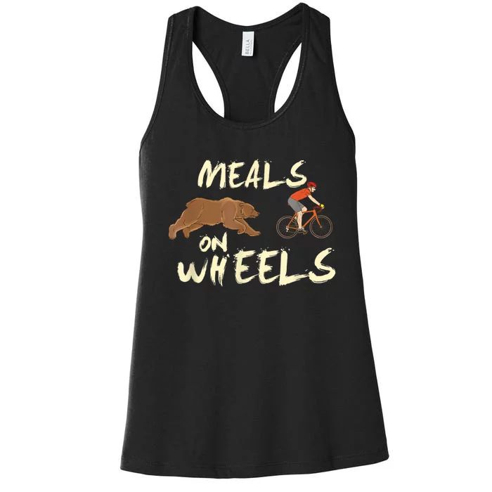 Meals On Wheels Cycling & Nature Design For Mountain Biker Women's Racerback Tank