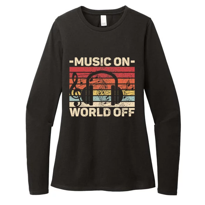 Music On World Off Music Lovers Musician Outfit EDM Music DJ Womens CVC Long Sleeve Shirt