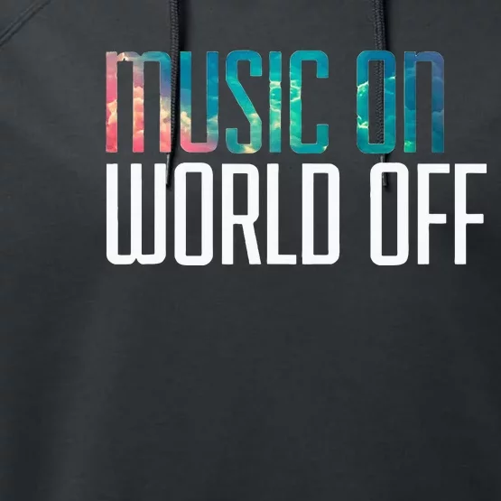 Music On World Off For Music Lovers DJs Musicians Performance Fleece Hoodie