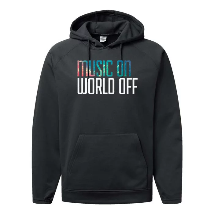 Music On World Off For Music Lovers DJs Musicians Performance Fleece Hoodie