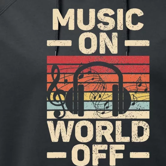 Music On World Off Music Lovers Musician Outfit EDM Music DJ Performance Fleece Hoodie