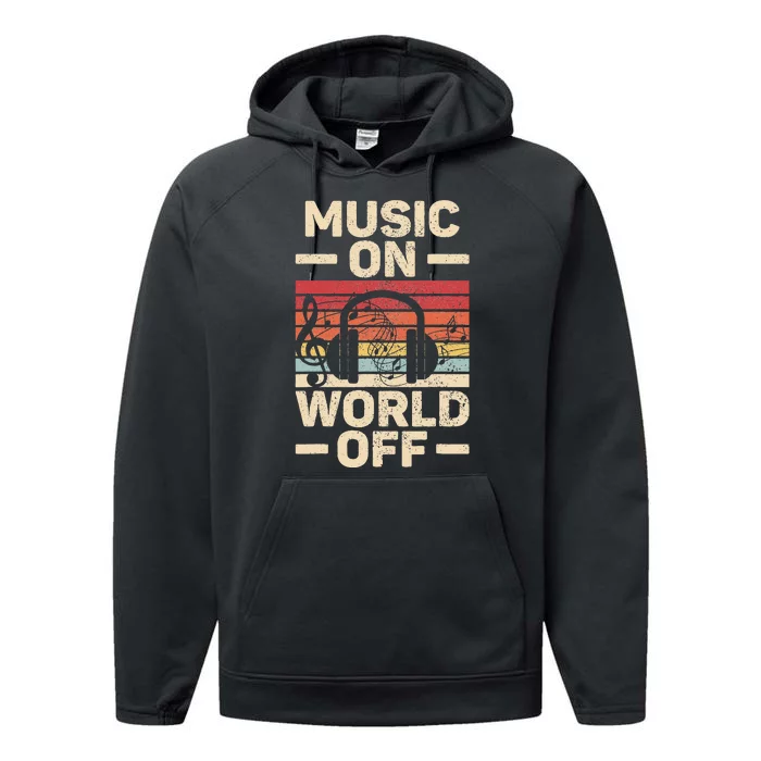 Music On World Off Music Lovers Musician Outfit EDM Music DJ Performance Fleece Hoodie