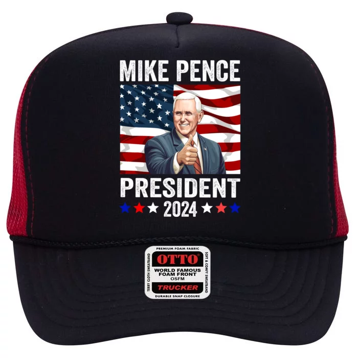 Mike Pence 2024 American Presidential Election 2024 USA High Crown Mesh Trucker Hat