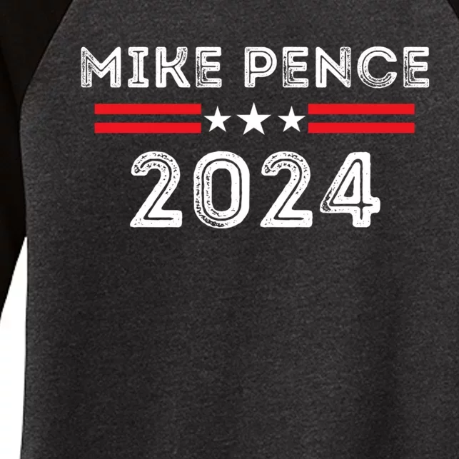 Mike Pence 2024 For President Mike Pence 2024 Women's Tri-Blend 3/4-Sleeve Raglan Shirt