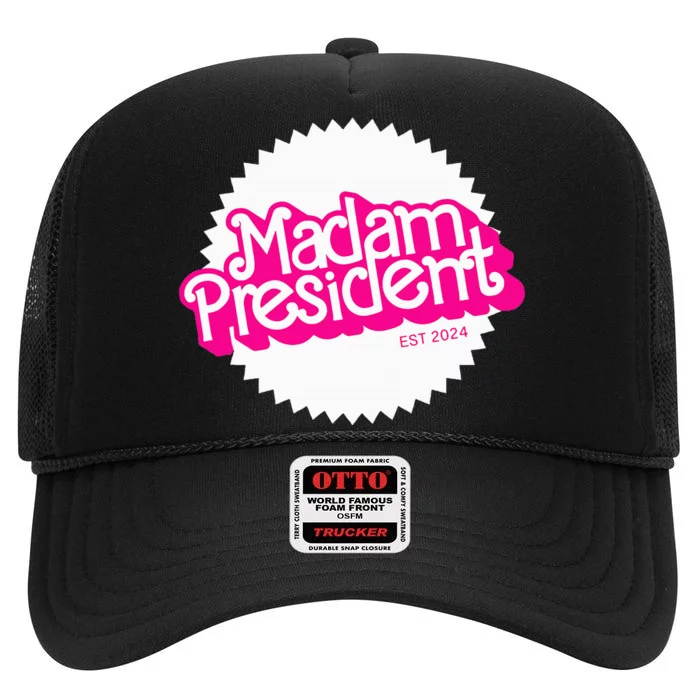 Madam President 2024 Kamala Harris High Crown Mesh Trucker Hat