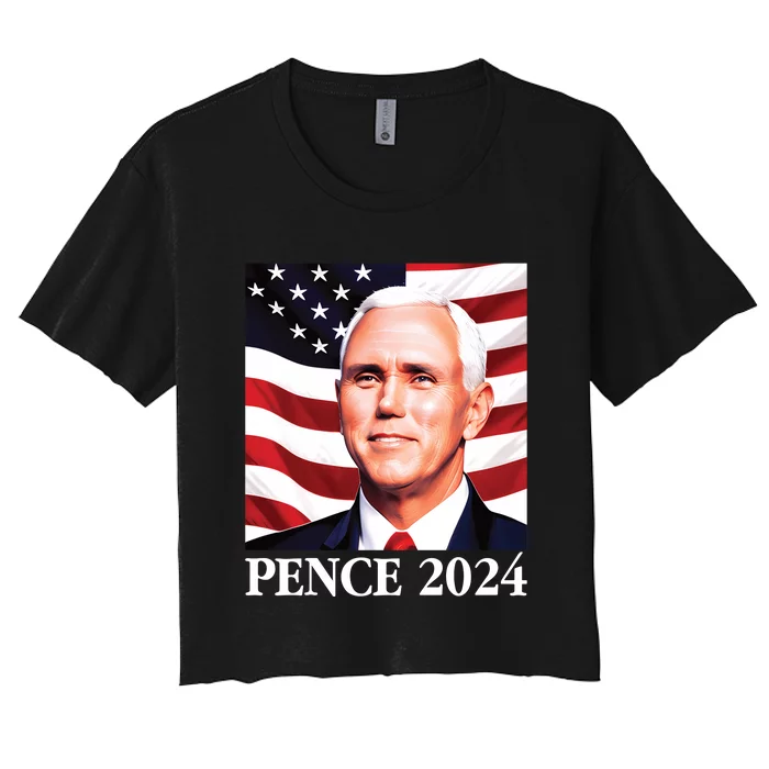 Mike Pence 2024 Presidential Portrait Women's Crop Top Tee