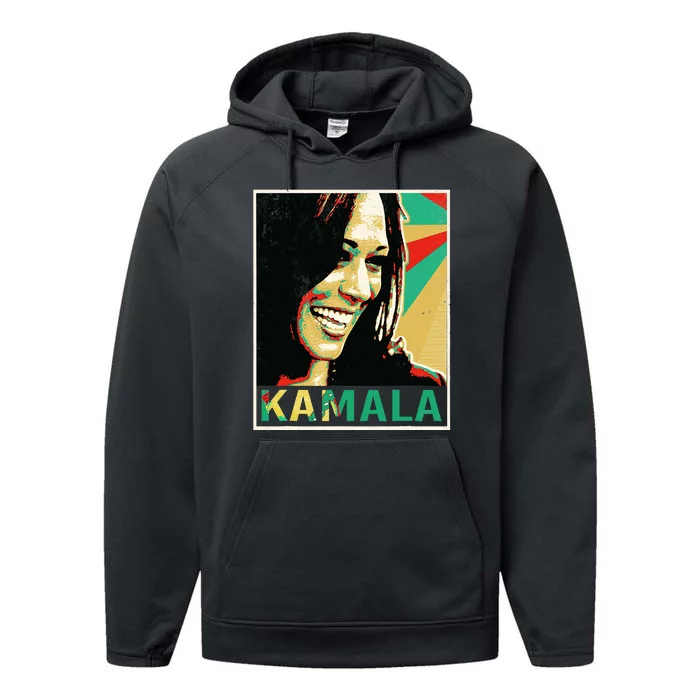 Madam President 2024 Kamala Harris Laughing Portrait Performance Fleece Hoodie