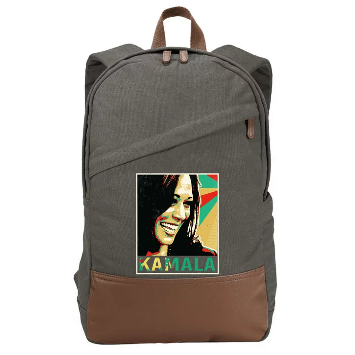 Madam President 2024 Kamala Harris Laughing Portrait Cotton Canvas Backpack