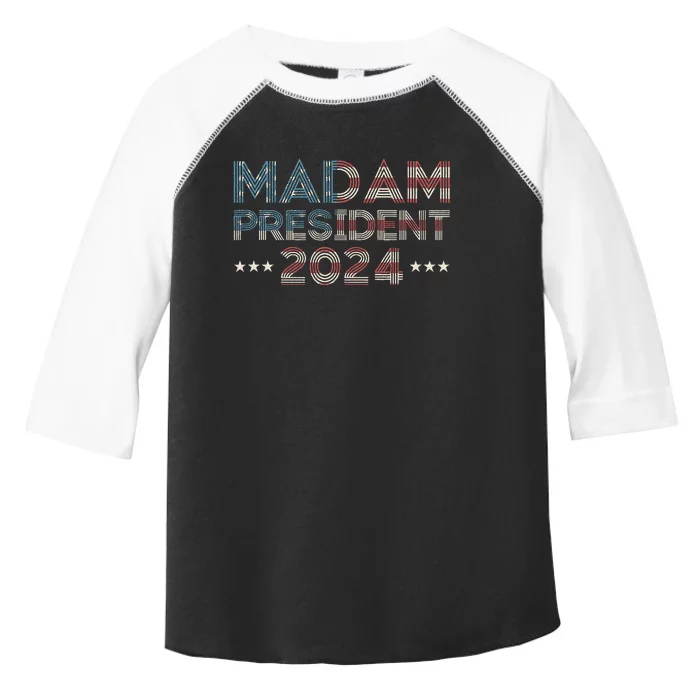 Madam President 2024 Pro Kamala Harris Retro Vintage Flag Toddler Fine Jersey T-Shirt