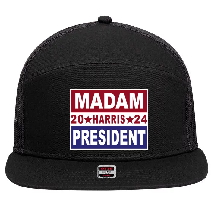 Madam President 2024 Patriotic Print 7 Panel Mesh Trucker Snapback Hat